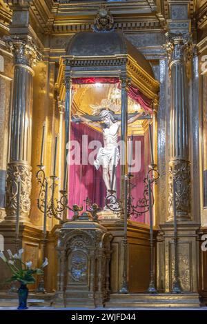 L'altare d'oro della Chiesa di San Roque, oliva, Spagna Foto Stock