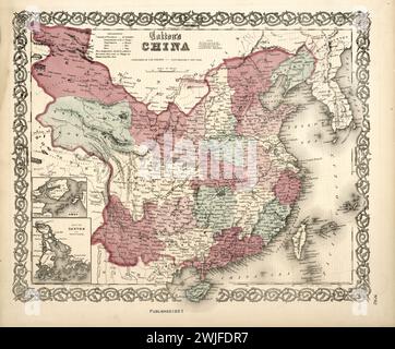 Vintage Colton Map: China, pubblicato nel 1865. Pubblicato da J.H. Colton Foto Stock