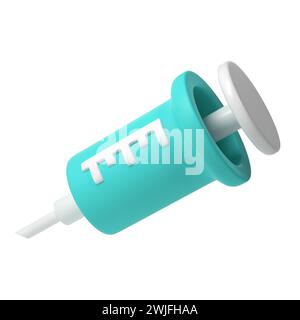 Illustrazione di concetto della siringa medica 3d con l'ago plasticina stile cartoncino vaccinazione Foto Stock