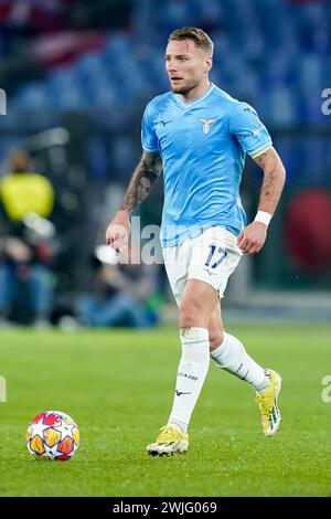 Roma, Italia. 14 febbraio 2024. Ciro immobile del SS Lazio durante la partita di UEFA Champions League del 16° turno tra SS Lazio e FC Bayern Monaco allo Stadio Olimpico Roma il 14 febbraio 2024 a Roma. Crediti: Giuseppe Maffia/Alamy Live News Foto Stock