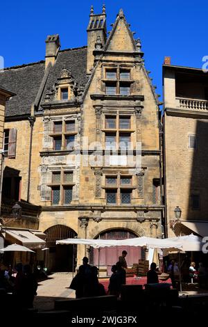 La casa di la Boétie costruita tra il 1520 e il 1525 a Sarlat nel Périgord Noir. Lo scrittore umanista, poeta e giurista francese Étienne de la Boétie, frien Foto Stock