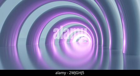 Spirale viola astratta in un'illustrazione di rendering 3d con paesaggio surreale Foto Stock