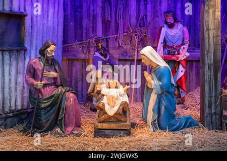 Presepe di Natale al mercatino di Natale di Vienna, Austria Foto Stock