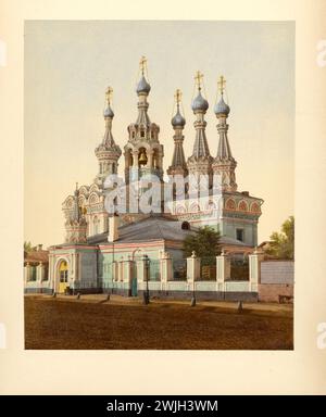 Chiesa della Natività della Vergine Maria. Mosca, Russia. Fotografie a colori montate su schede. Fine del XIX secolo Foto Stock