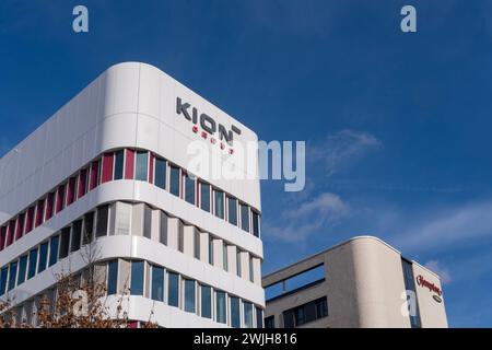 Holding KION Company Building, KION GROUP AG, attrezzature del produttore tedesco, veicoli semoventi per afferrare, sollevare, spostare, impilare, headquar Foto Stock