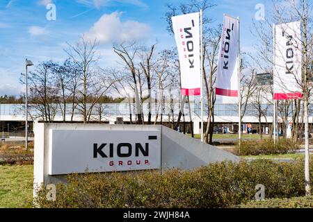 Holding KION Company Building, KION GROUP AG, attrezzature del produttore tedesco, veicoli semoventi per afferrare, sollevare, spostare, impilare, headquar Foto Stock