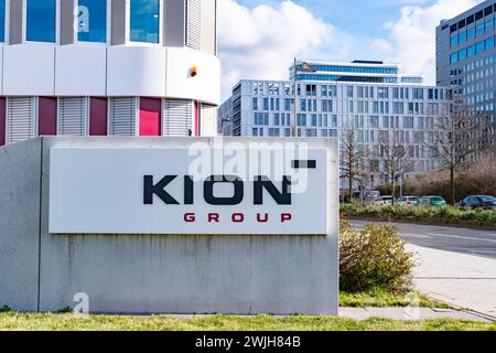 Holding KION Company Building, KION GROUP AG, attrezzature del produttore tedesco, veicoli semoventi per afferrare, sollevare, spostare, impilare, headquar Foto Stock