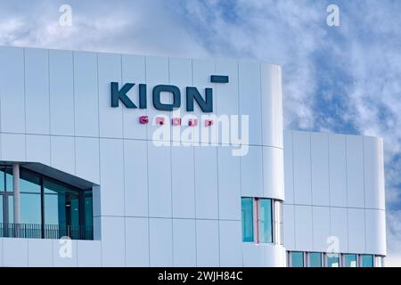 Holding KION Company Building, KION GROUP AG, attrezzature del produttore tedesco, veicoli semoventi per afferrare, sollevare, spostare, impilare, headquar Foto Stock