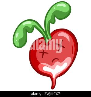 Cartoon Radish Vegetable Character con Smiley Kawaii Face Illustration Foto Stock