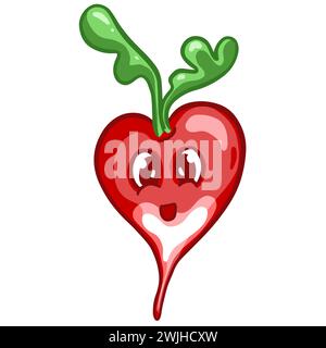 Cartoon Radish Vegetable Character con Smiley Kawaii Face Illustration Foto Stock