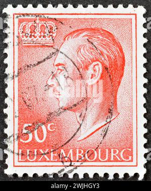 Francobollo stampato dal Lussemburgo, che mostra il ritratto di Jean von Luxembourg, circa 1971. Foto Stock