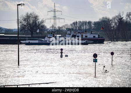 Traghetto per il Reno tra Duisburg-Walsum e Rheinberg-Orsoy, alto mare, NRW, Germania, Foto Stock