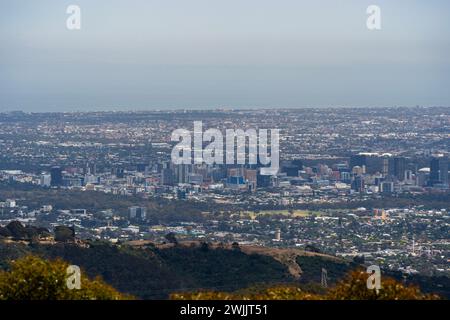 Vista panoramica di Adelaide dal Monte Lofty Summit, Australia meridionale Foto Stock