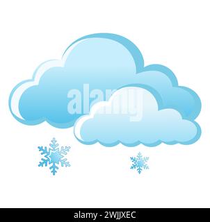 Graziosa icona dell'app meteo isolata dal vettore con nuvola di neve. Elementi di interfaccia con design piatto. Illustrazione a fumetti minimale per creare banner Web e salutare Illustrazione Vettoriale
