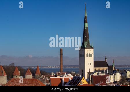 Vista aerea dell'Estonia. Centro storico di Tallinn, Estonia. Tallinn si trova sulla costa settentrionale del paese, sulla riva del Golfo di Finlandia, in H Foto Stock