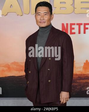 Los Angeles, Stati Uniti. 15 febbraio 2024. Daniel Dae Kim arriva all'AVATAR di Netflix: L'ULTIMA prima mondiale DI AIRBENDER tenutasi all'Egyptian Theatre di Los Angeles, CALIFORNIA, giovedì 15 febbraio 2024. (Foto di Sthanlee B. Mirador/Sipa USA) credito: SIPA USA/Alamy Live News Foto Stock