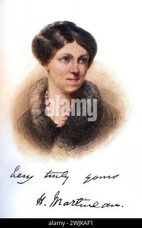 Harriet Martineau (geb. 12. Juni 1802 a Norwich; gest. 27. Juni 1876 bei Ambleside) War eine britische Schriftstellerin, Historisch, digital restaurierte Reproduktion von einer Vorlage aus dem 19. Jahrhundert, data record non dichiarata Foto Stock