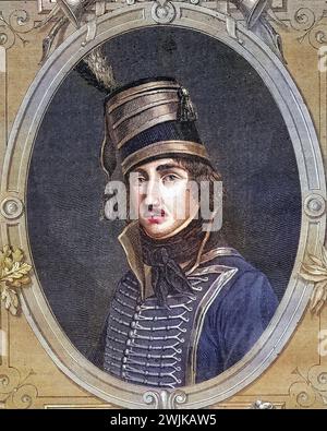 Francois Severin Desgraviers-Marceau (geb. 1. März 1769 a Chartres; gest. 21. September 1796 in Altenkirchen) War ein General der ersten Französischen Republik, Historisch, digital restaurierte Reproduktion von einer Vorlage aus dem 19. Jahrhundert, data record non dichiarata Foto Stock