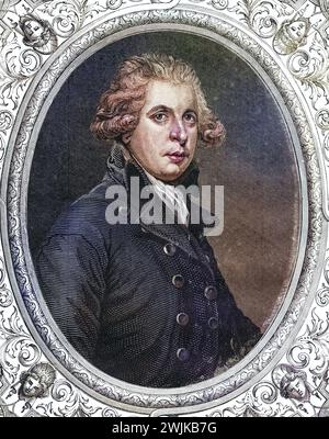 Richard Brinsley Sheridan (geb. 30. Oktober 1751 a Dublino; gest. 7. Juli 1816 a Londra) War ein irischer Dramatiker und Politiker, Historisch, digital restaurierte Reproduktion von einer Vorlage aus dem 19. Jahrhundert, data record non dichiarata Foto Stock