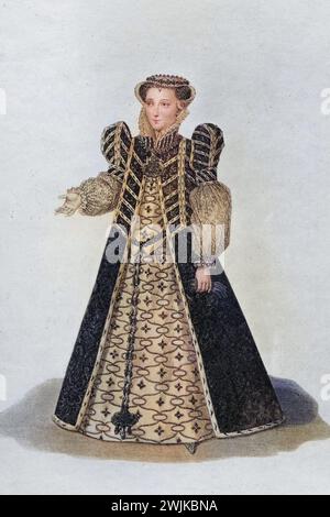 Caterina Maria Romula de’ Medici, Caterina de Medicis, deutsch Katharina von Medici (geb. 13. Aprile 1519 a Florenz; gest. 5. Januar 1589 in Blois) War Prinzessin von Urbino sowie aus eigenem Recht souveräne Gräfin der Auvergne, Historisch, digital restaurierte Reproduktion von einer Vorlage aus dem 19. Jahrhundert, data record non dichiarata Foto Stock