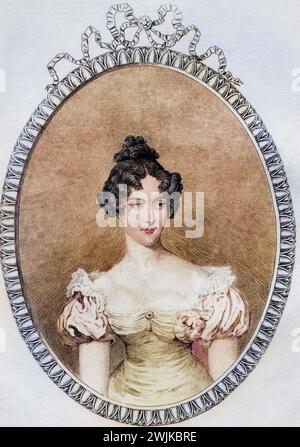 Duchesse de Berry, Marie-Caroline de Bourbon Sicile. 1798-1870.incisione originale di Mercier. Aus dem Buch Lady Jackson's Work, 1899 XIV The Court of the Tuileries II' pubblicò London 1899., Historisch, digital restaurierte Reproduktion von einer Vorlage aus dem 19. Jahrhundert, data record non dichiarata Foto Stock