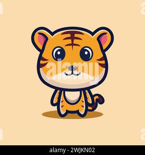 illustrazione d'arte design concetto mascotte simbolo icona animale della tigre Illustrazione Vettoriale