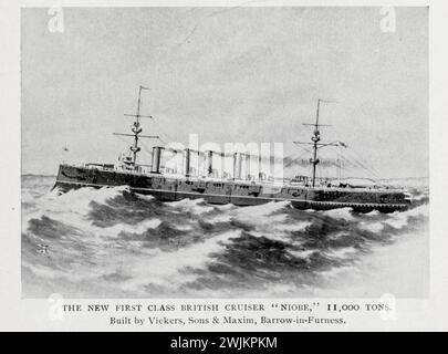IL NUOVO INCROCIATORE BRITANNICO NIOBE DI PRIMA CLASSE, 11.000 TONNELLATE. Costruito da Vickers, Sons & Maxim, Barrow-in-Furness.from, l'articolo COSTRUZIONE NAVALE COME INDUSTRIA PRODUTTIVA IN GRAN BRETAGNA. Di James McKechnie. Dalla rivista Engineering dedicata al progresso industriale volume XIV ottobre 1897 - marzo 1898 The Engineering Magazine Co Foto Stock