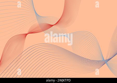 Un vivace sfondo astratto dai colori rosa e blu con linee ondulate Illustrazione Vettoriale