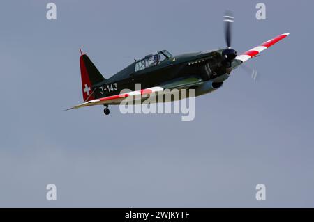 Morane Saulnier, MS.406, HB-RCF, Duxford Air Show, Cambridgeshire, Inghilterra, Regno Unito. Foto Stock