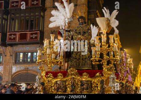 Passaggio della Sentencia della fratellanza Macarena, settimana Santa di Siviglia Foto Stock