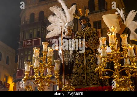 Passaggio della Sentencia della fratellanza Macarena, settimana Santa di Siviglia Foto Stock