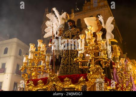 Passaggio della Sentencia della fratellanza Macarena, settimana Santa di Siviglia Foto Stock