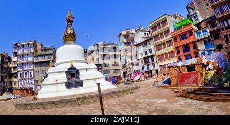 Stupa buddista, Thamel Tourist Area, Kathmandu, Nepal, Asia Foto Stock