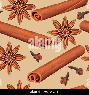 Spezie di VIN brulé senza cuciture Illustrazione Vettoriale