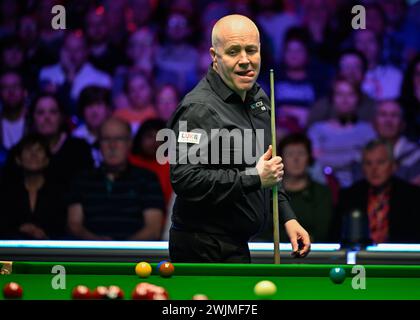 John Higgins, durante il BetVictor Welsh Open 2024 presso Venue Cymru, Llandudno, Regno Unito, 16 febbraio 2024 (foto di Cody Froggatt/News Images) a Llandudno, Regno Unito, il 16/2/2024. (Foto di Cody Froggatt/News Images/Sipa USA) Foto Stock