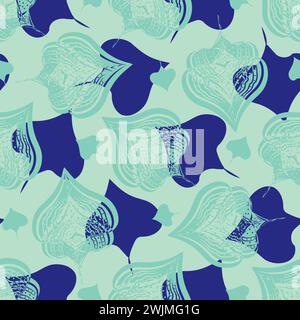 Sfondo astratto con motivo floreale senza cuciture vettoriale Lanterna cinese. Ripetizione botanica disegnata a mano con stile artistico folk Physalis alkekengi. Sparsi tutto Illustrazione Vettoriale