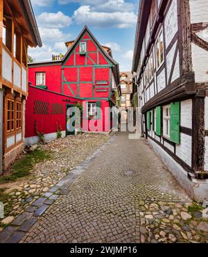 Historische Altstadt von Quedlinburg Foto Stock