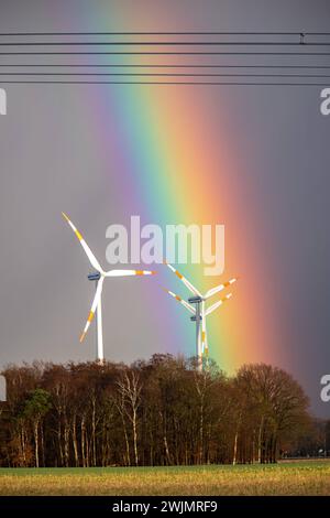 Energiewirtschaft in Deutschland. 14.03.2013, EU, DEU, Deutschland, Brema, Horstedt: Windraeder in der Umgebung von Horstedt. UE, DEU, Germania, Brema, Horstedt: Turbine eoliche nelle vicinanze di Horstedt. Foto Stock