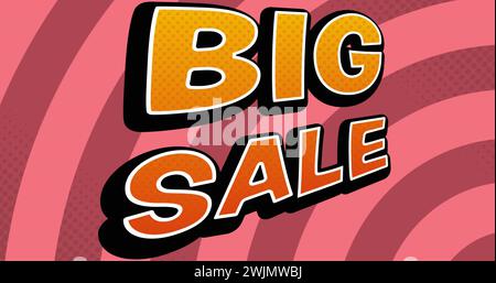 Immagine di un testo di vendita di grandi dimensioni su cerchi rosa Foto Stock