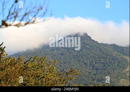 Volcán MIRAVALLES, PROVINCIA DI ALUAJUELA, COSTA RICA: Vedute naturali di Volcán Miravalles, un vulcano attivo nella provincia di Aluajuela, Costa Rica. Foto Stock