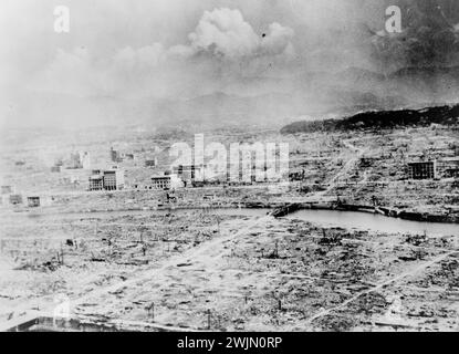 Disastro della bomba atomica, Giappone - Vista panoramica generale di Hiroshima dopo la bomba - foto dell'esercito americano Foto Stock