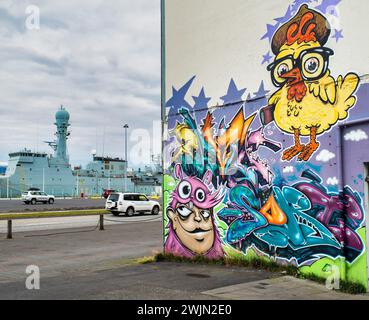 Graffitis a Reykjavik, Icecland Foto Stock