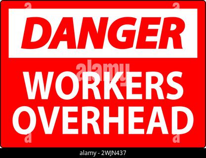 Cartello pericolo caduta detriti, lavoratori in caduta di oggetti Illustrazione Vettoriale