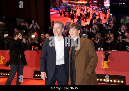 Matt Damon und Cillian Murphy bei der Festivaleröffnung und der Premiere des Kinofilms 'piccole cose come queste / Kleine Dinge wie diese' auf der Berlinale 2024 / 74. Internationale Filmfestspiele Berlin im Berlinale Palast. Berlino, 15.02.2024 Foto Stock