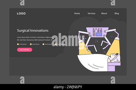 Concetto di innovazioni chirurgiche. Maggiore precisione operativa grazie alla tecnologia robotica. Rivoluzionare la cura dei pazienti in chirurgia. Illustrazione vettoriale piatta. Illustrazione Vettoriale