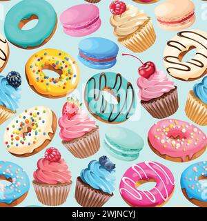 Motivo senza cuciture con dolci Illustrazione Vettoriale