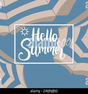 Buongiorno, concept background estivo con ombrelli Vector Illustrazione Vettoriale