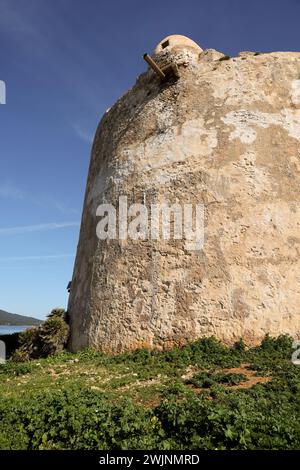 Punta Giglio - Torre del faro. Punta Giglio è un'area protetta all'interno del Parco di Porto Conte a soli 17 km da Alghero con un piccolo museo dedicato Foto Stock