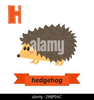 Hedgehog. Lettera H. Carini alfabeto animale per bambini in vettore. Simpatici animali da cartone animato. Illustrazione vettoriale Illustrazione Vettoriale