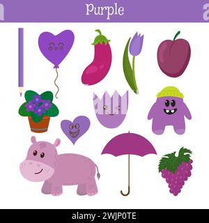 Viola. Scopri il colore. L'istruzione set. Illustrazione di colori primari. Illustrazione Vettoriale Illustrazione Vettoriale